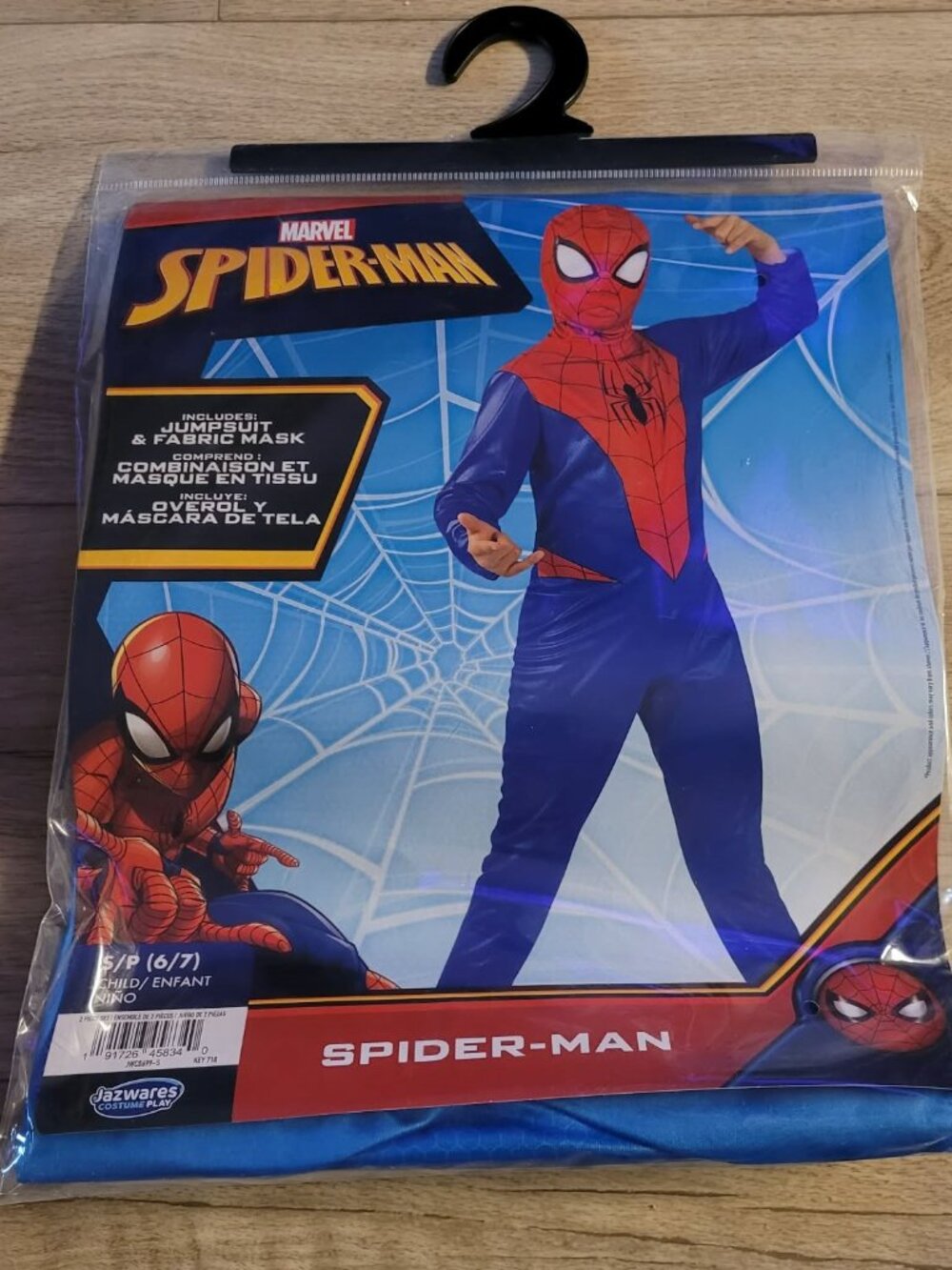 new jazwares MARVEL SPIDER-MAN child COSTUME halloween sz S 6-7 jumpsuit & mask